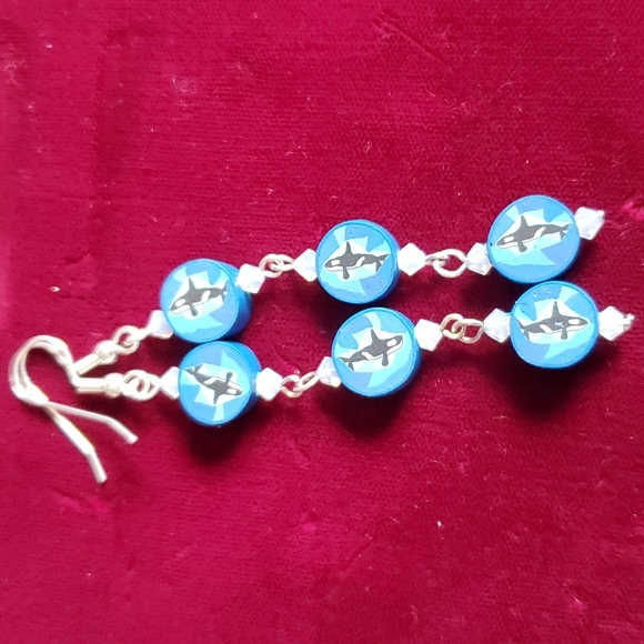 Blue Soft Orca Beats Earrings . - Picture 3 of 6